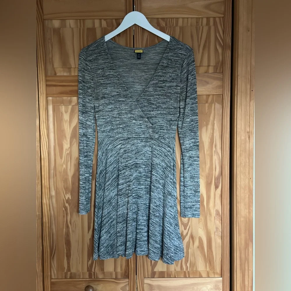 Gray Knit Mini Dress - Picture 1 of 2